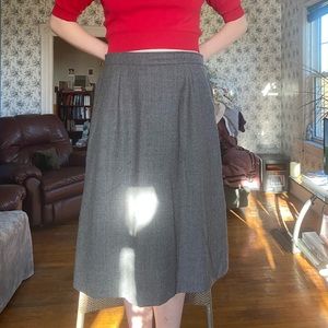 Grey A-Line Midi Skirt
